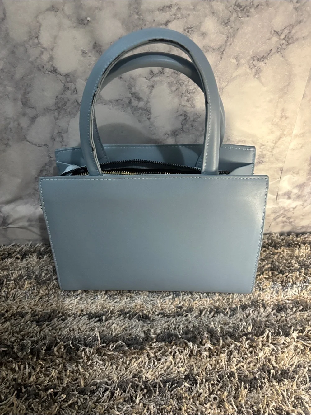 Structured Top-Handle Tote in Light Blue